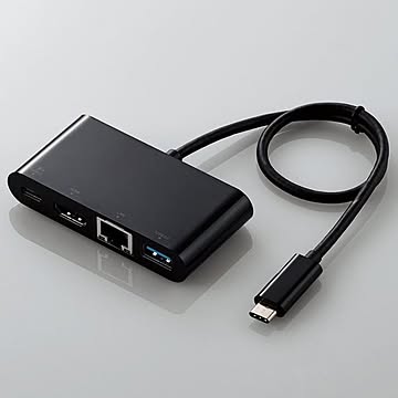 エレコム Type-Cドッキングステーション/PD対応/充電用Type-C1ポート/USB(3.1)1ポート/HDMI1ポート/LANポート/30cmケーブル/ブラック DST-C09BK