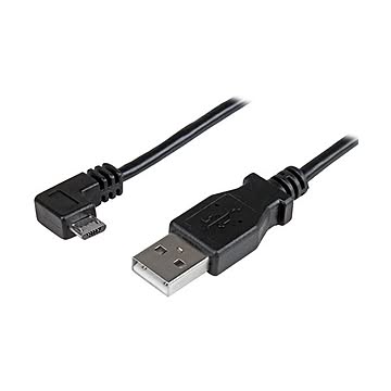 （まとめ）StarTech 充電&同期用Micro USBケーブル L型右向き 2m オス/オス 24AWG ブラック USBAUB2MRA 1本【×5セット】