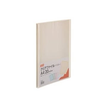（まとめ）TANOSEE クリアファイル A4タテ20ポケット 背幅14mm イエロー 1セット(10冊) 【×5セット】