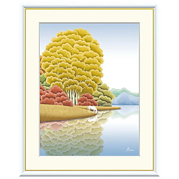 額絵 湖畔秋色 竹内凛子 52x42cm 三幸