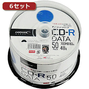 6セットHI DISC CD-R(データ用)高品質 50枚入 TYCR80YP50SPX6 管理No. 4560352838240