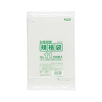 規格袋ひも付 11号100枚入03LLD透明 LK11 （60袋×5ケース）合計300袋セット 38-468