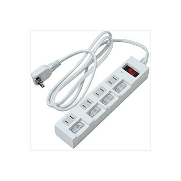 (まとめ)YAZAWA 個別集中スイッチ付節電タップ Y02BKS452WH×2セット