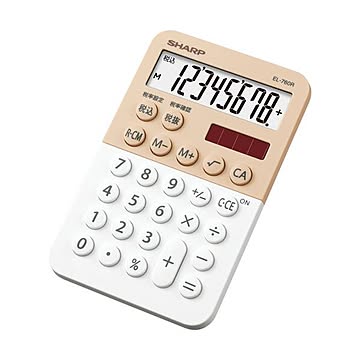 （まとめ）シャープ カラー・デザイン電卓 8桁ミニミニナイスサイズ ホワイト系 EL-760R-WX 1台【×5セット】