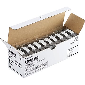 キングジム PROテープ SS12K-10PN 白に黒文字12mm10個