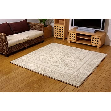 FXカルチャー 麻混カーペット 江戸間2畳 アイボリー ウレタン 174×174cm