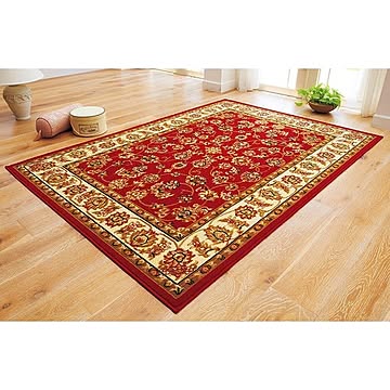 ウィルトン織カーペット 約200×290cm 更紗レッド ポリプロピレン製