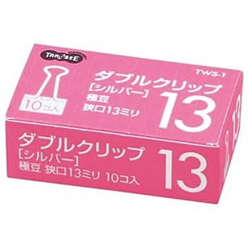 （まとめ） TANOSEE ダブルクリップ 極豆 口幅13mm シルバー 1箱（10個） 【×100セット】