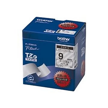 TZeテープ（ラミネートテープ） ピータッチ専用テープ（バリューパック） 透明（黒文字） 9mm 5個入