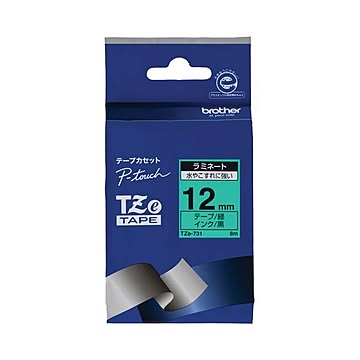 (まとめ) ブラザー BROTHER ピータッチ TZeテープ ラミネートテープ 12mm 緑／黒文字 TZE-731 1個 【×10セット】