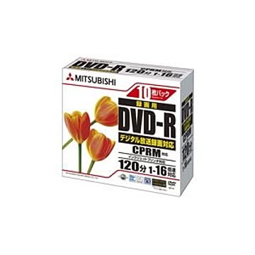 (まとめ) 三菱ケミカルメディア 録画用DVD-R120分 16倍速 ホワイトワイドプリンタブル 5mmスリムケース VHR12JPP10 1パック(10枚) 【×10セット】