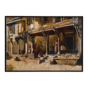 世界の古い絵画 レトロポスター デジタルリマスターMerchants along a st【bn-poster-3834】