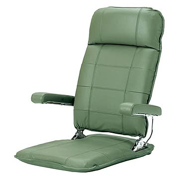 MFブランド 本革製 座椅子 フロアチェア グリーン色 完成品