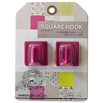 【10パックセット】壁掛けフック スクエアフック （1パック2個入り） マグネットタイプ ローズ シロクマ 日本製