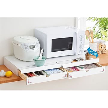 スライドテーブル型収納/キッチン収納 木製 トレー 〔キッチン 台所〕