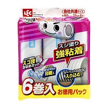 16個セット レック 激コロくん 粘着クリーナー用 スペアテープ 70周 6巻入 スゴ技カット スジ塗り強粘着