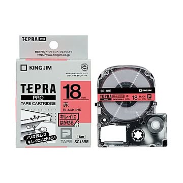 (まとめ) キングジム テプラ PRO テープカートリッジ キレイにはがせるラベル 18mm 赤／黒文字 SC18RE 1個 【×10セット】