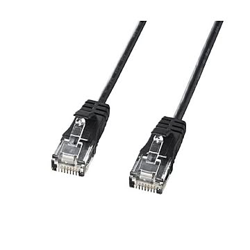 (まとめ)サンワサプライ カテゴリ6準拠極細LANケーブル (ブラック、1m) KB-SL6-01BK【×10セット】