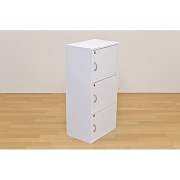 鍵付きラック(鍵付きカラーボックス/ロッカー) 【3段】 幅42cm×奥行29cm ホワイト(白)