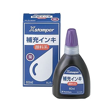 （まとめ） シヤチハタ Xスタンパー 補充インキ顔料系全般用 60ml 紫 XLR-60N 1個 ×5セット
