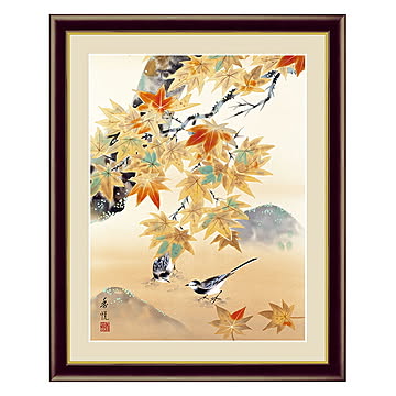 アート 額絵 紅葉 西尾 香悦 本紙サイズ F4(約31x23cm) 額サイズ 42x34cm 三幸