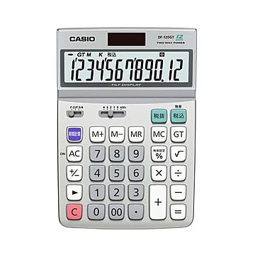 （まとめ） カシオ CASIO エコマーク付電卓 12桁 デスクタイプ DF-120GT-N 1台 【×2セット】