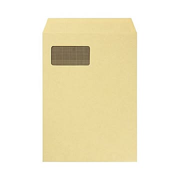 (まとめ) TANOSEE 窓付クラフト封筒 A4 裏地紋付 85g/m2 1パック(100枚) 【×2セット】