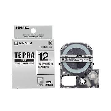 （まとめ） キングジム テプラ PRO テープカートリッジ 備品管理ラベル 12mm 銀／黒文字 SM12XC 1個 【×5セット】
