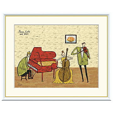 額絵 ピアノ・チェロ＆バイオリン 橋北太郎 61x49.5cm 三幸