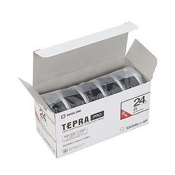 (まとめ）キングジム テプラ PRO テープカートリッジ ロングタイプ 24mm 白/黒文字 SS24KL-5P 1パック(5個)【×3セット】