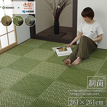 小林製薬 KOBA-GUARD 敷物 江戸間4.5畳 持続性抗菌剤 い草 市松 グリーン 約261×261cm