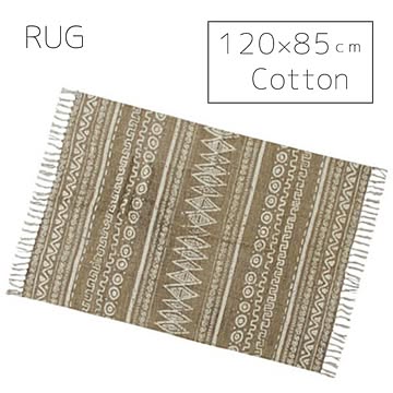 AZUMAYA ラグ TTR-113B 120×85cm マット コットン 綿 長方形 インド製