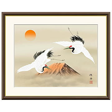 額絵 赤富士飛翔 長江桂舟 52x42cm 三幸