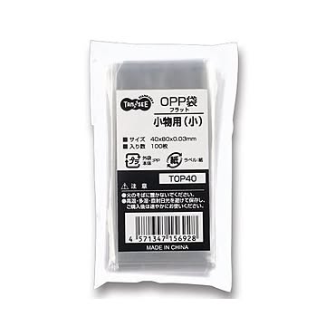 （まとめ） TANOSEE OPP袋 フラット 小物用（小） 40×80mm 1セット（1000枚：100枚×10パック） 【×4セット】