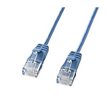 (まとめ)サンワサプライ カテゴリ6準拠極細LANケーブル (ブルー、15m) KB-SL6-15BL【×2セット】