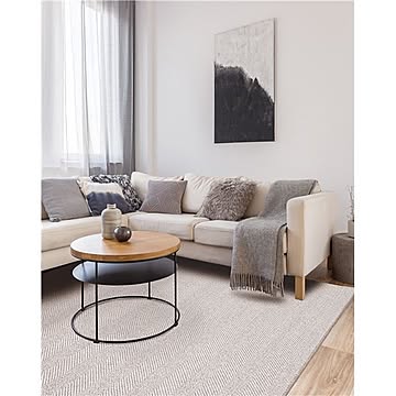 ヘレン プレーベル 防炎ラグマット 約190×240cm グレー ホットカーペット対応