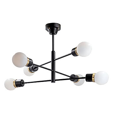 TIC デボン シーリングライト 6灯 LED対応 電球別売 リモコン別売 天井照明 北欧 和風 インダストリアル ブラック