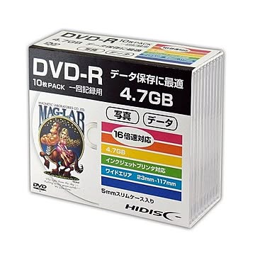 (まとめ)HIDISC DVD-R データ用5mmスリムケース10P HDDR47JNP10SC×5セット