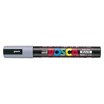 （まとめ） 三菱鉛筆 ユニ ポスカ 中字丸芯（1.8-2.5mm） PC-5M.37 灰 1本入 【×10セット】