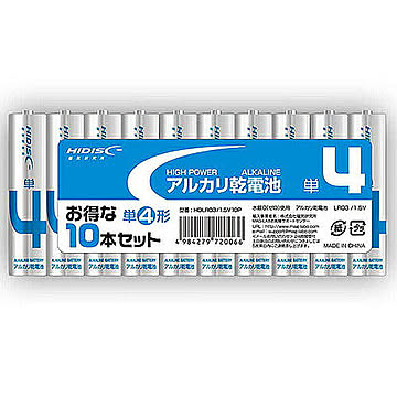 60個セット HIDISC アルカリ乾電池 単4形10本パック HDLR03/1.5V10PX60 管理No. 4589453406059