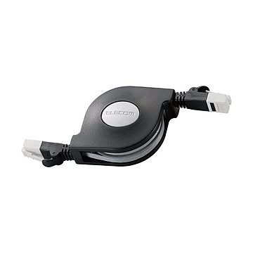 （まとめ）エレコムツメ折れ防止巻取LANケーブル(Cat6) ブラック 2.5m LD-MCTGT/BK2 1本【×2セット】
