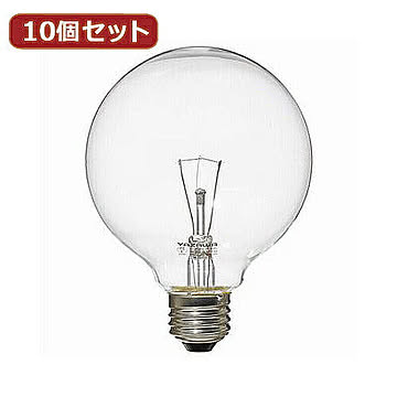 YAZAWA 10個セット ボール電球40W形クリア　GC100V38W95X10 管理No. 4560352847761