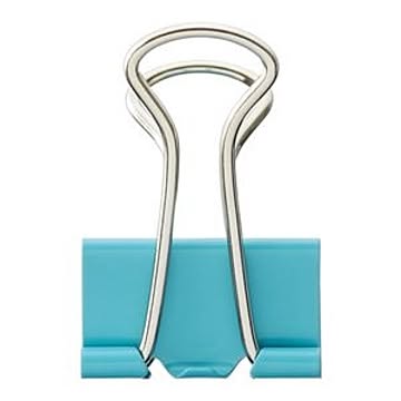 （まとめ） TANOSEE ダブルクリップ 小 口幅19mm ペールブルー 1箱（10個） 【×60セット】