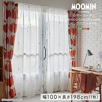 MOOMIN/ムーミン　シアーカーテン　100×198cm×1枚【RINGO GABURI! voile　リンゴガブリ! ボイル】