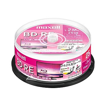 （まとめ）マクセル 録画用BD-RE 130分1-2倍速 ホワイトワイドプリンタブル スピンドルケース BEV25WPE.25SP 1パック(25枚) 【×2セット】