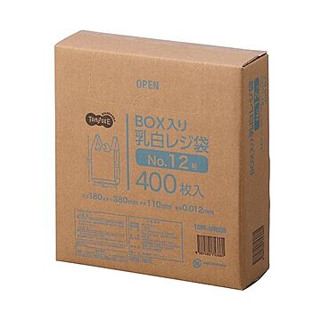 （まとめ） TANOSEE BOX入レジ袋 乳白12号 ヨコ180×タテ380×マチ幅110mm 1箱（400枚） 【×5セット】