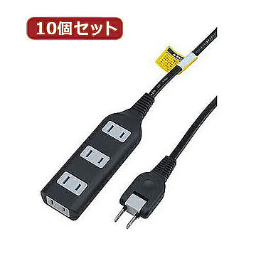 YAZAWA 10個セット耐トラ付タップ4個口 Y02S403BKX10 管理No. 4560352867523