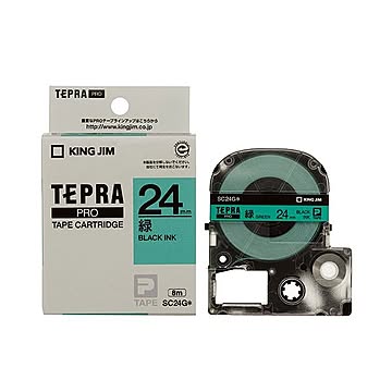 (まとめ) キングジム テプラ PRO テープカートリッジ パステル 24mm 緑／黒文字 SC24G 1個 【×10セット】