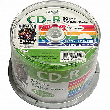 HI DISC CD-R 700MB 50枚 白ワイドプリンタブル HDCR80GP50 管理No. 4984279110010
