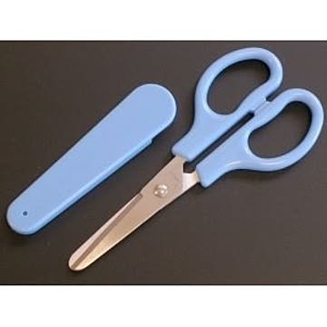 （まとめ） 木村刃物 キャップ付きこどもはさみ V5-135C ブルー 1丁入 【×5セット】